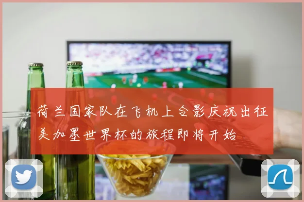 荷兰国家队在飞机上合影庆祝出征美加墨世界杯的旅程即将开始